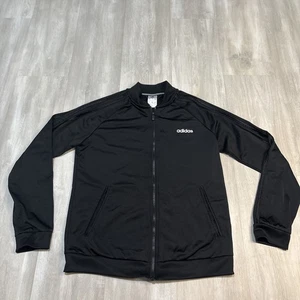 Adidas Full Zip Track Bomber Jacket Boys Kids Medium 12/14 Black Pockets - Picture 1 of 6