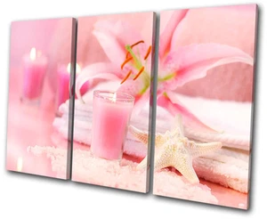 Candele rosa bagno floreale TREBLE CANVAS WALL ART quadro stampa VA - Foto 1 di 1