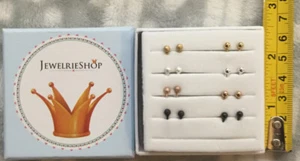 Earrings Stud Ball Assorted Colord  8 Pair  - Picture 1 of 1