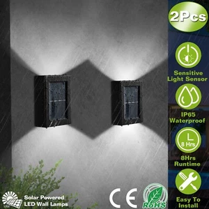 2Pcs LED Solar Deck Lights Outdoor Garden Patio Pathway Stairs Step Fence Lamp - Picture 1 of 10