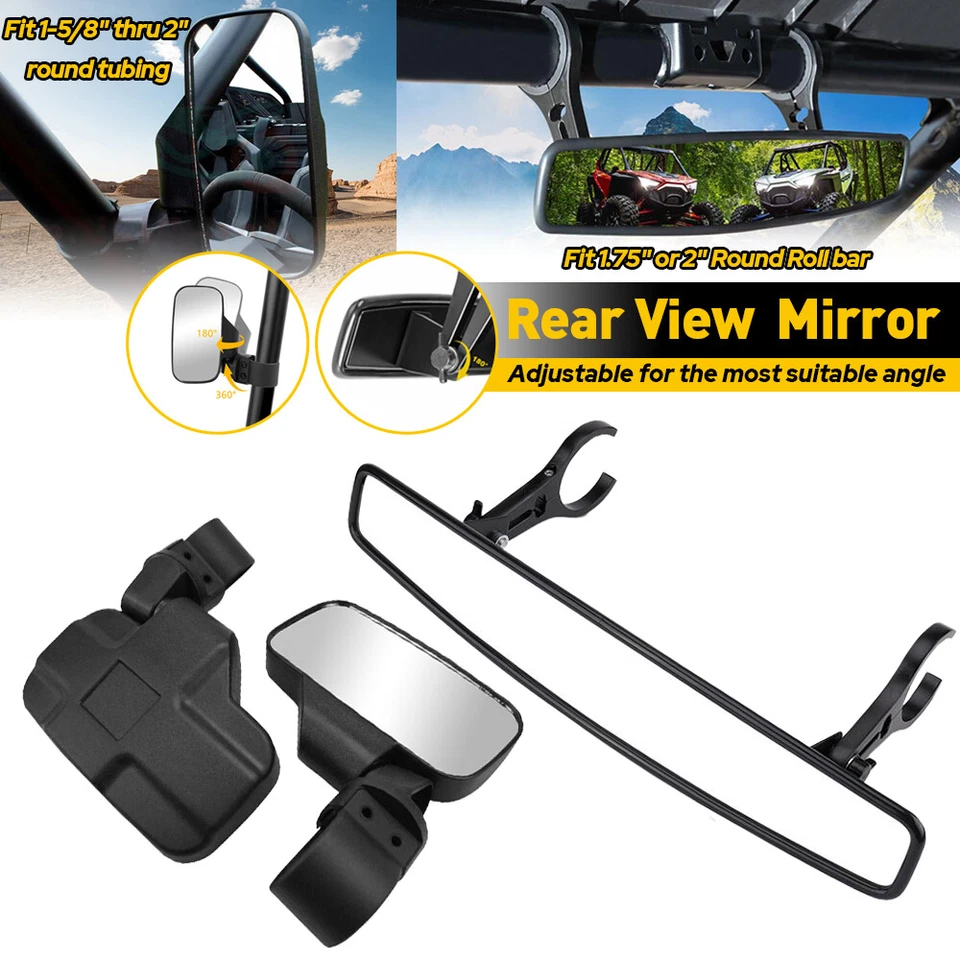 For Kawasaki Mule 3000 3010 4000 4010 UTV Rear-View Wide Center Side Mirrors Set Foto 1 de 4