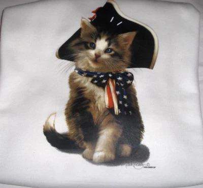 Gato con Sombrero "El Patriota" - Gildan (Gris Ceniza) Polar Cuello Redondo Sudadera Foto 1 de 3