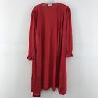 VTG USA Vanity Fair Red Nylon LS Open Front House Robe Nightgown Women Size L