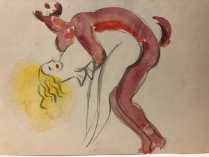 Couple Engaged in Sex M/M Modernist Paintings-1920s-Bertram Hartman - Picture 1 of 4
