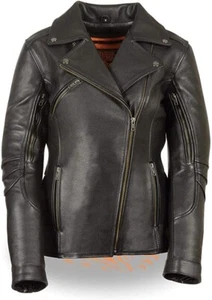 NWT Milwaukee Leather Women's Vented Black Leather Jacket Black Size S $250 O189 - Picture 1 of 3