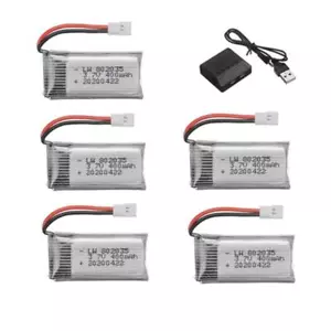 5PCS 400mAh 3.7V High Rate Battery 802035 + Charger For Hubsan X4 H107 H107d dro - Picture 1 of 4