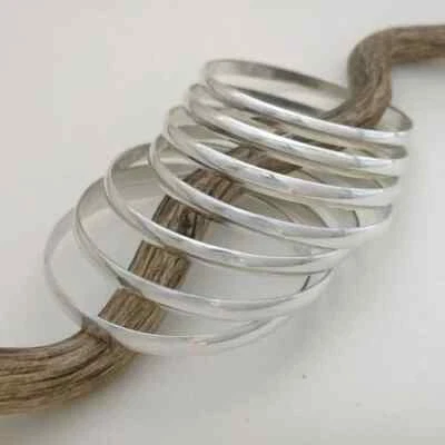 Set of 7 Bangles 925 Sterling Silver Half Round Bangles Handmade Women Jewelry - Image 1 of 4