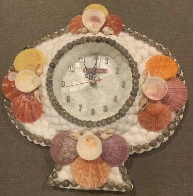 Spade Shape Handmade Seashell Beach Clock - Image 1 of 4