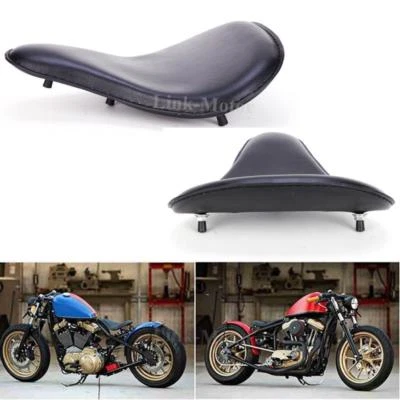 NEW SOLO SEAT 14" BLACK LEATHER FOR HARLEY SOFTAIL RIGID BOBBER SPORTSTER - Изображение 1 из 4