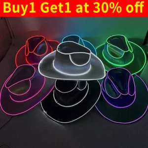 LED Cowboy Hat Disco Western Costume Play Dress Up Party Cowboy Hat Men Women - Picture 1 of 21