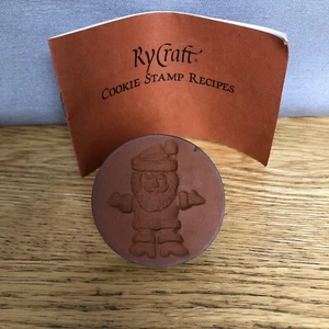 RYCRAFT Timbro per biscotti rotondo 2" con manico e libretto ricette--SANTA - Foto 1 di 12