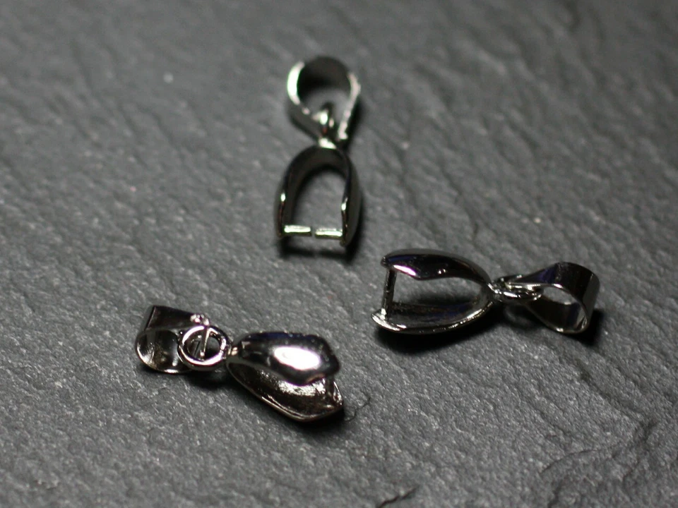 HOMEMADE 20pc - Bélières Clip Métal Argenté Rhodium 15x6mm - 8741140028470