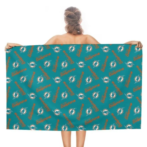 Miami Dolphins Adult Beach Towel Double-faced Pile Travel Towels 51*31in Cover