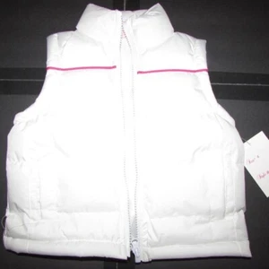 NEW w/Tag-Girl's White w/Pink Trim Puffer Vest 4 - Picture 1 of 1