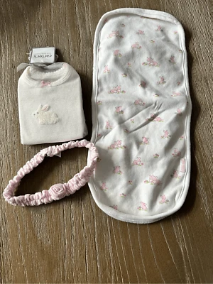 Carter’s girls rabbit bodysuit , headband , burp cloth bundle sz 0-3 months - Image 1 of 4