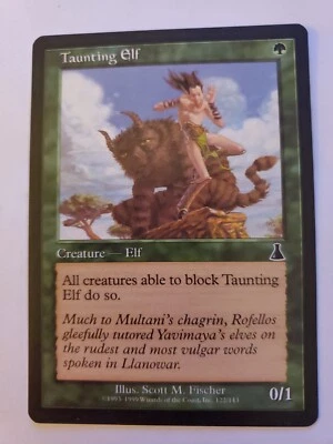 MTG Magic The Gathering Card Taunting Elf Creature Elf Green Urza's Destiny 1999 - Image 1 of 2