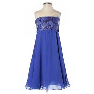 Alice + Olivia Periwinkle Blue Leather & Silk Strapless Party Dress Size 2 - Picture 1 of 12