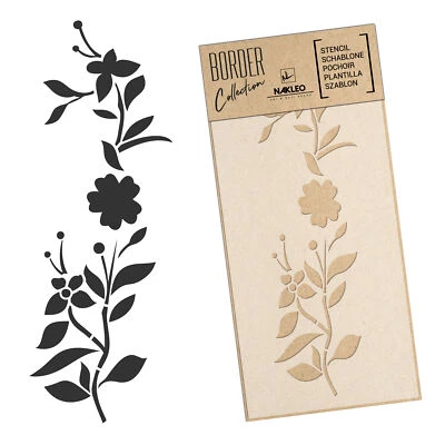 NAKLEO BORDÜRE Wiederverwendbare Kunststoff-Schablone // 21x45cm oder 45x95cm // BLUMEN