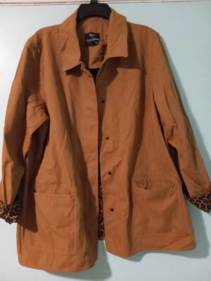 Trench coat de lluvia reversible Dennis Basso marrón liso a leopardo talla XL Foto 1 de 4