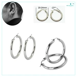 Orecchini Cerchio Acciaio Uomo Donna Pirata 20-24mm Argento - Bild 1 von 8