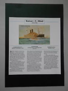 P&O -ORIENT LINERS MARINE PRINT- KAISER-I-HIND 1914-1938 - Picture 1 of 1