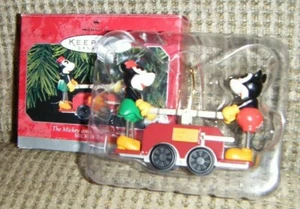 1998 MICKEY & MINNIE HANDCAR ORNAMENT Hallmark Mickey & Co. MIB  - Picture 1 of 1