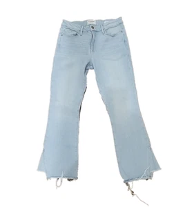 FRAME Jeans Blue Le Crop Mini Boot Light Wash Raw Hem Women's 27 - Picture 1 of 14