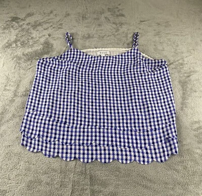 Top de mujer Elle XL tirantes de espagueti azul blanco blusa volantes poliéster C3 Foto 1 de 4