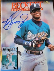 Ken Griffey Jr., handsignierte Beckett Baseballkarte monatlich, Juli 1995 - Bild 1 von 3