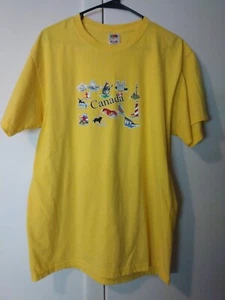 Vintage | Canada Landmarks ~ T-Shirt Large Oversized Yellow 90's Style - Picture 1 of 4