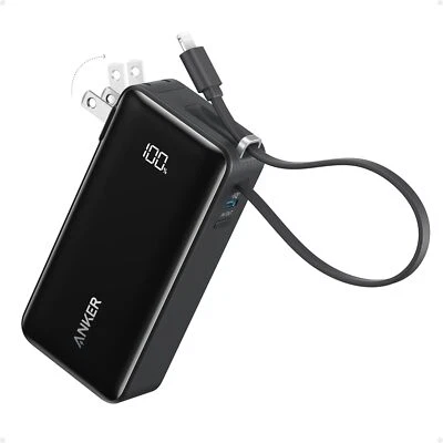 Banco de alimentación Anker 3 en 1 10000 mAh cable Lightning incorporado puerto USB-C certificado MFi Foto 1 de 4