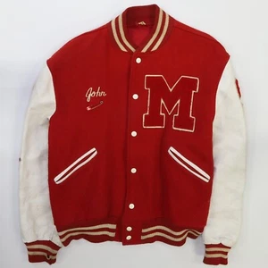 Giacca vintage Borstad lana Letterman Varsity taglia 44 anni 80 rossa - Foto 1 di 6