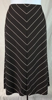 Винтажная юбка миди Slinky Flare S коричневая полоса трапеция 27 дюймов W Fairy Office готическая Y2K - Изображение 1 из 4