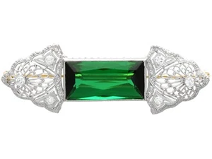 11.06ct Tourmaline and 0.18ct Diamond 14ct Yellow Gold Brooch Antique Circa 1935 - Picture 1 of 10