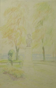 DISEGNO ANTICO INIZIO SECOLO VEDUTA LAGO RETRO EGLISE MONT LA VILLE BM53.6C - Picture 1 of 6