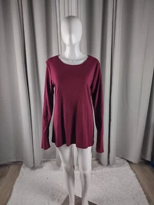 Liz Claiborne Women's Burgundy 100% Cotton Long Sleeve T Shirt Size XLT (NWT) - Picture 1 of 12