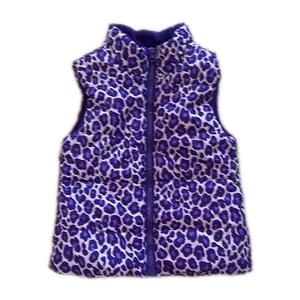 The Children's Place Girls Size XS 4 Purple Faux Fur Animal Print Vest - Picture 1 of 3