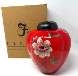 Fenton Hand-Painted Ginger Jar with Lid Signed Sue Jackson - NEW - Picture 1 of 15