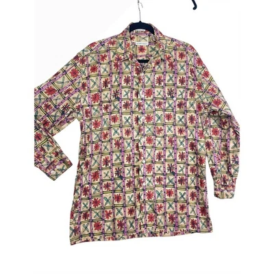 Burma Bibas Cotton Lawn Button Up Floral Print Long Sleeve Shirt Medium Men - Image 1 of 4