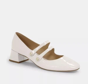 Coach Angelina Mary Jane Flat Pumps Square Toe Ivory Block Heel UK 5.5 BN 195 - Picture 1 of 9