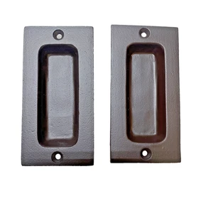 SET OF 2 Signature Hardware 4" Brass Pocket Door Pulls Dark Bronze NEW - Picture 1 of 13