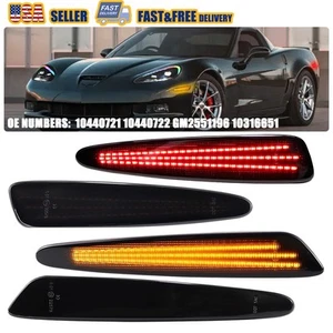 For 2005-13 Chevy Corvette C6 Smoked Front Rear Amber Red LED Side Marker Light - Picture 1 of 22