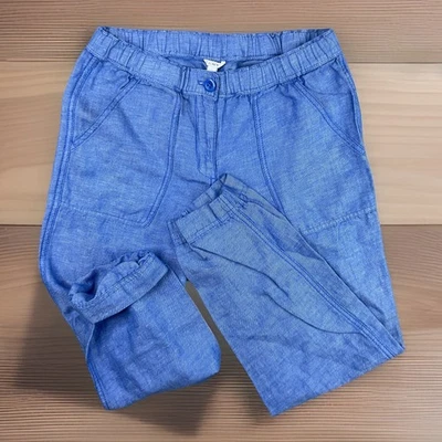 Pantalones J Crew Lino Mezcla Algodón Frente Plano Azul Informal Bolsillos Mujer Talla 4 Foto 1 de 4