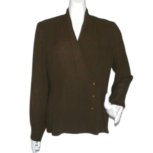 Escada Silk Blouse, 38, Brown Double Breasted, textured Buttons, Long sleeve - Picture 1 of 12