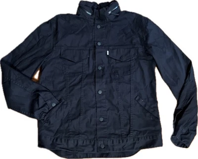 Levi Strauss Commuter Travel Trucker Utility Jacket Stowaway Hood Black Men's L - Image 1 of 4