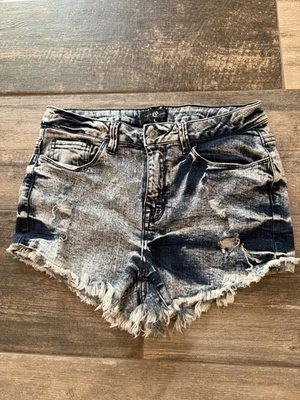 Pantalones Cortos Cello Jeans Mujer Azul Denim Bolsillo Envejecido Corte Lavado Ácido, Talla L Foto 1 de 4