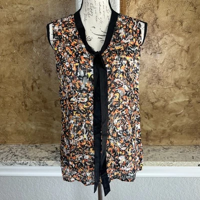 Blusa Top Robert Graham Mezcla Seda Lulu Para Mujer Pequeña? Lazo floral‎ multicolor Foto 1 de 4