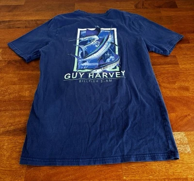 Guy Harvey T-Shirt Billfish Slam Swordfish Blue Mens Small - Image 1 of 4
