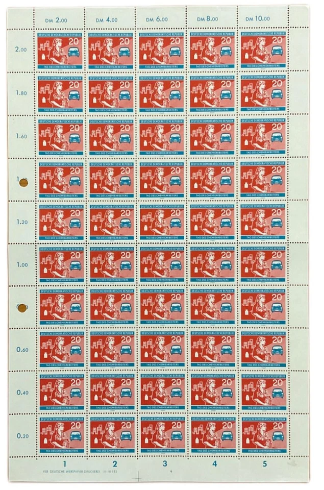 SA39g Germany DDR 1960 The Day of Chemistry Industry Woman Car full sheet. - Image 1 of 1