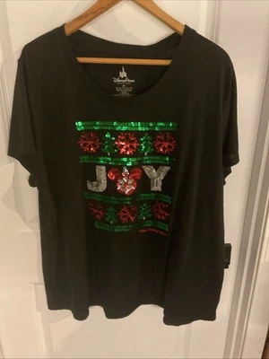 Parques da Disney - Camisa manga curta Mickey Mouse Joy lantejoulas férias - Feminina tamanho 2X - Imagem 1 de 4